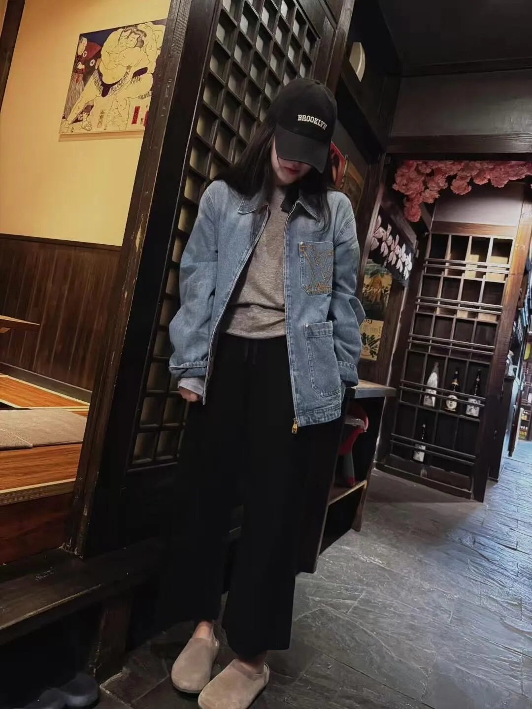 Louis Vuitton/Louis Vuitton pocket embroidered zipper denim jacket